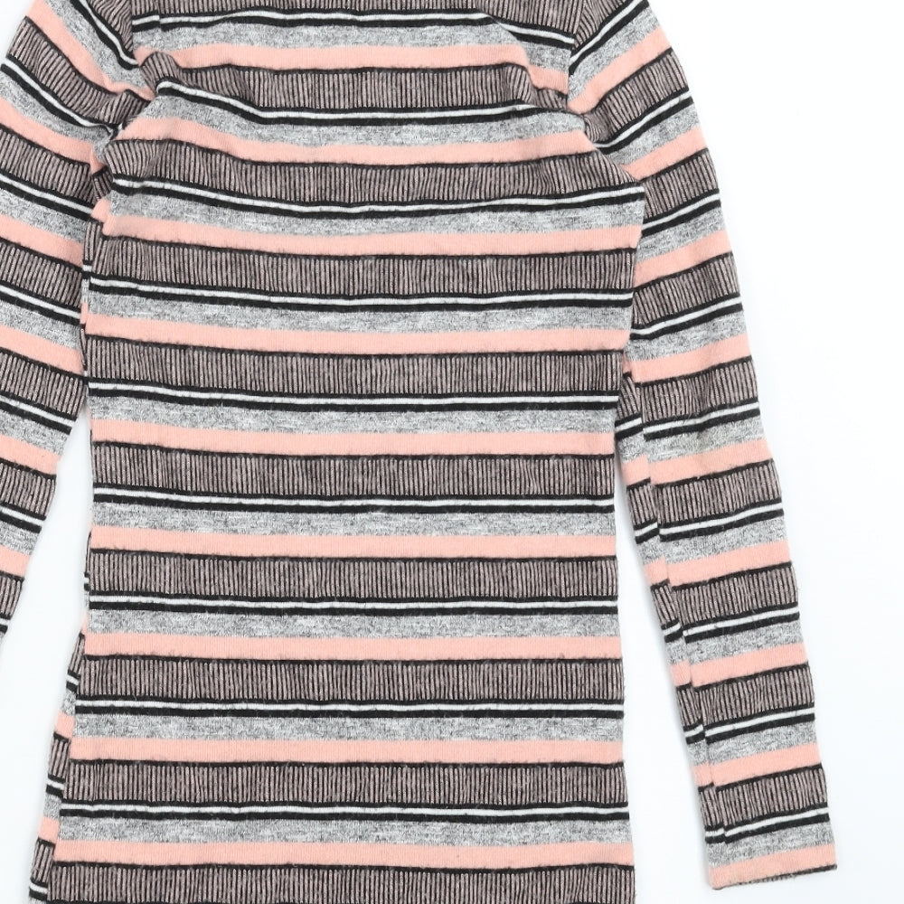 F&F Girls Pink Striped Knit Jumper Dress  Size 10-11 Years