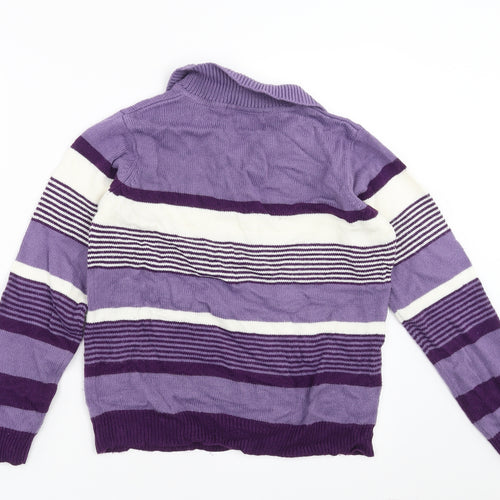 EWM Womens Purple Striped Knit Pullover Jumper Size S