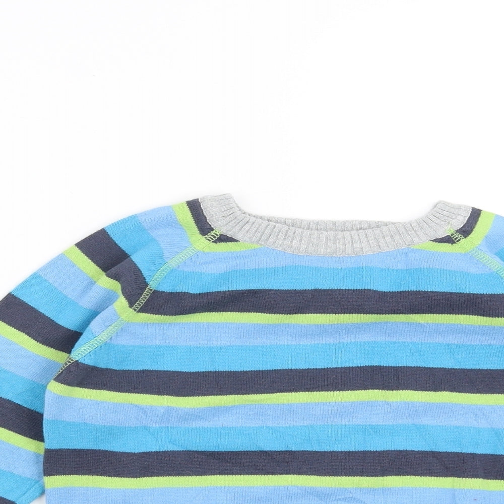 Cherokee Boys Blue Striped Knit Pullover Jumper Size 3-4 Years