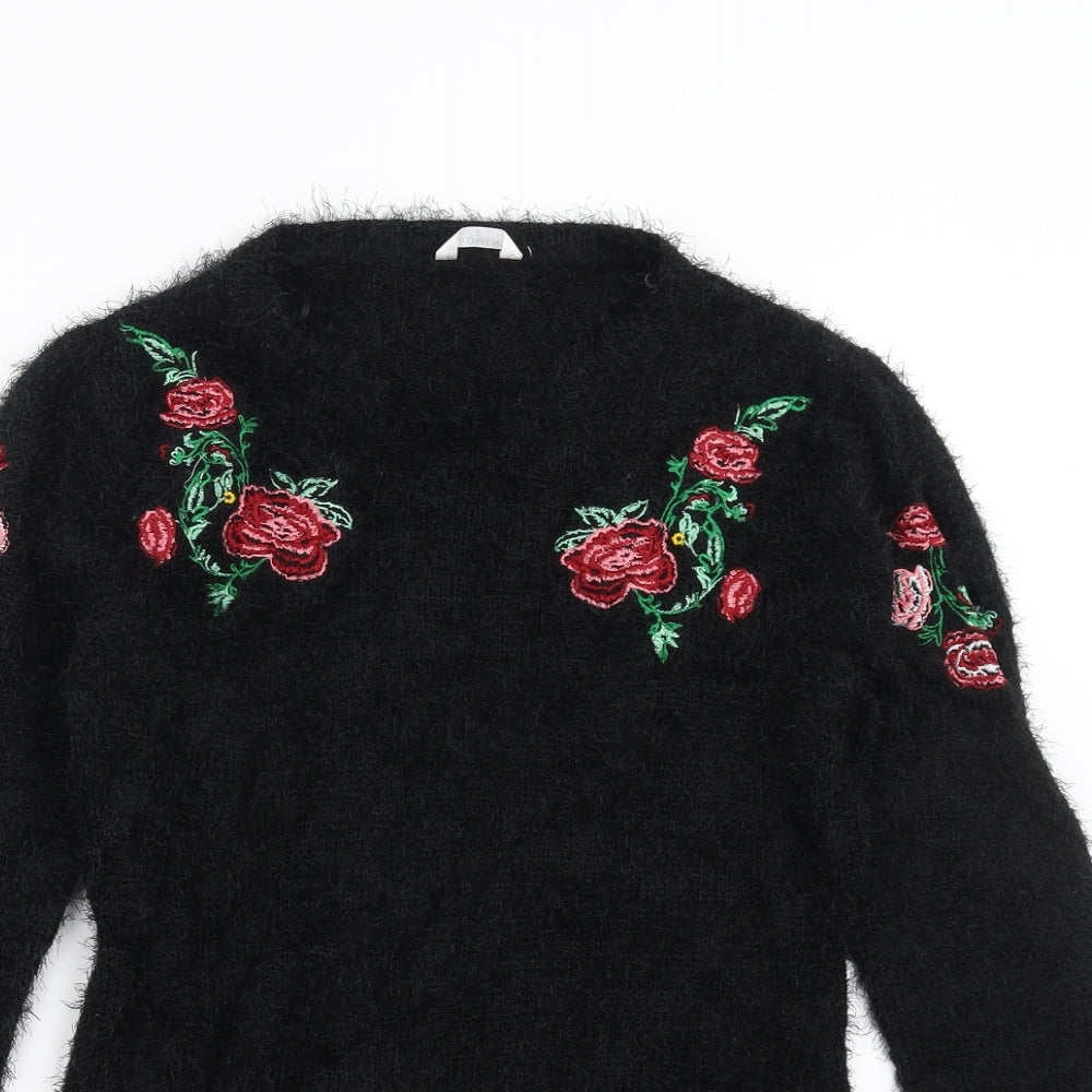 Womens Womens Black   Pullover Jumper Size S  - Floral embroidery