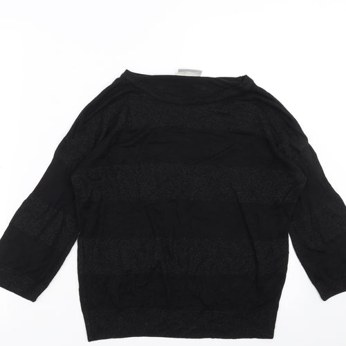 Wallis Womens Black Striped Knit Pullover Jumper Size S