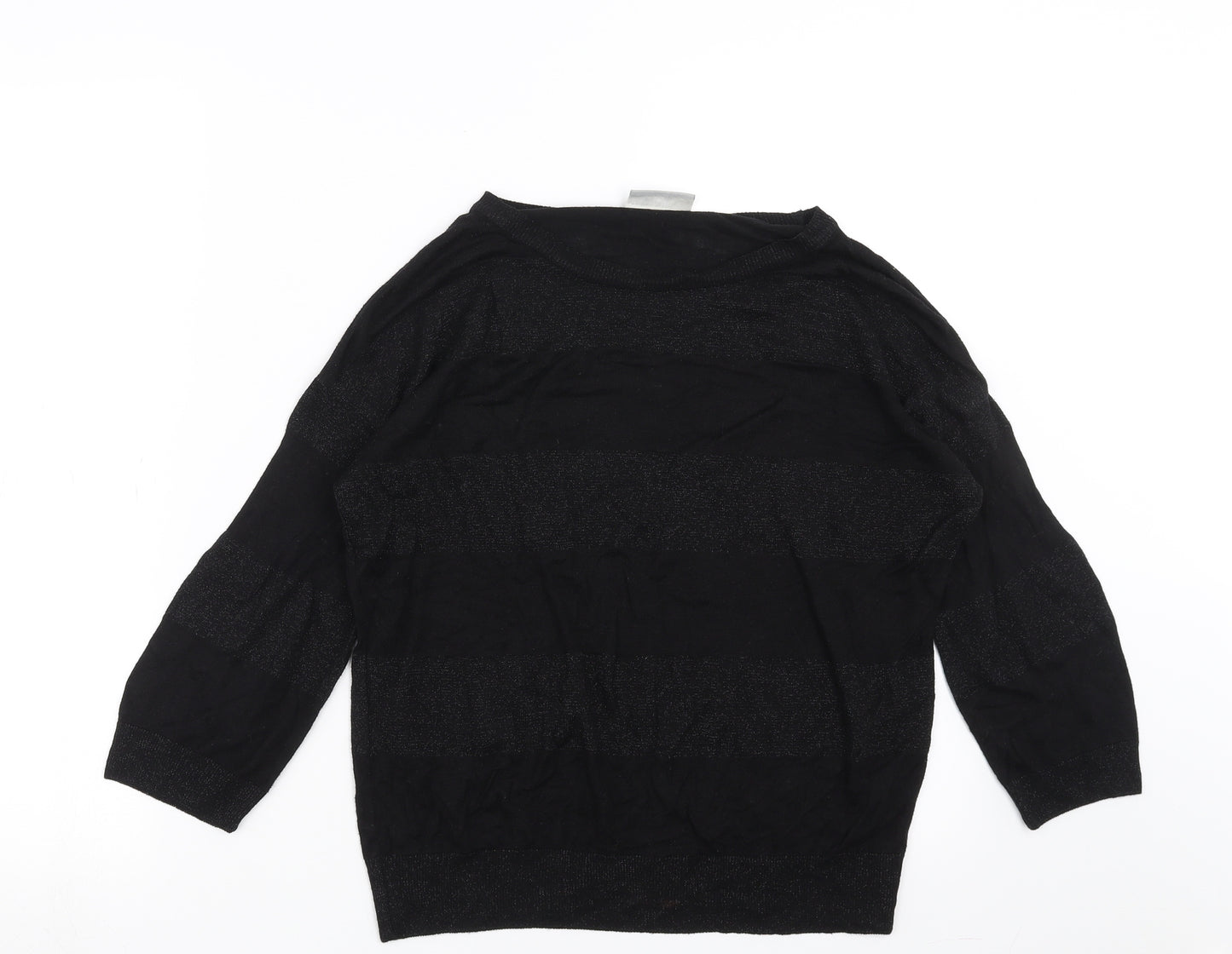 Wallis Womens Black Striped Knit Pullover Jumper Size S