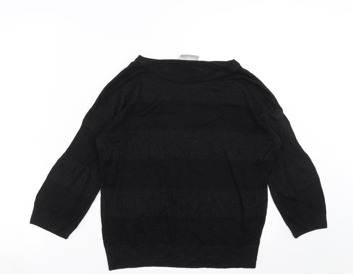 Wallis Womens Black Striped Knit Pullover Jumper Size S