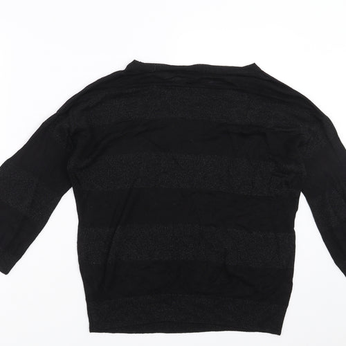 Wallis Womens Black Striped Knit Pullover Jumper Size S