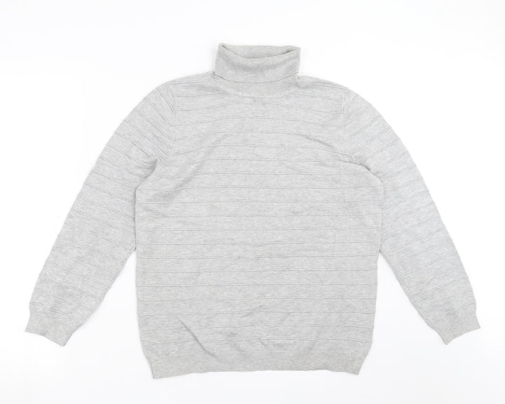 Bonmarché Womens Grey Striped Knit Pullover Jumper Size M