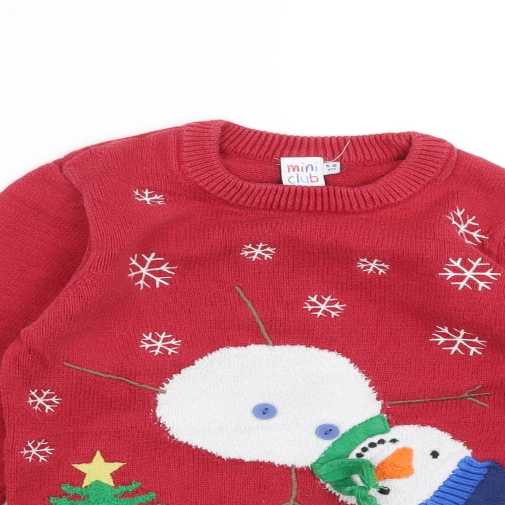 Boots Mini Club Boys Red  Knit Pullover Jumper Size 5-6 Years  - Christmas