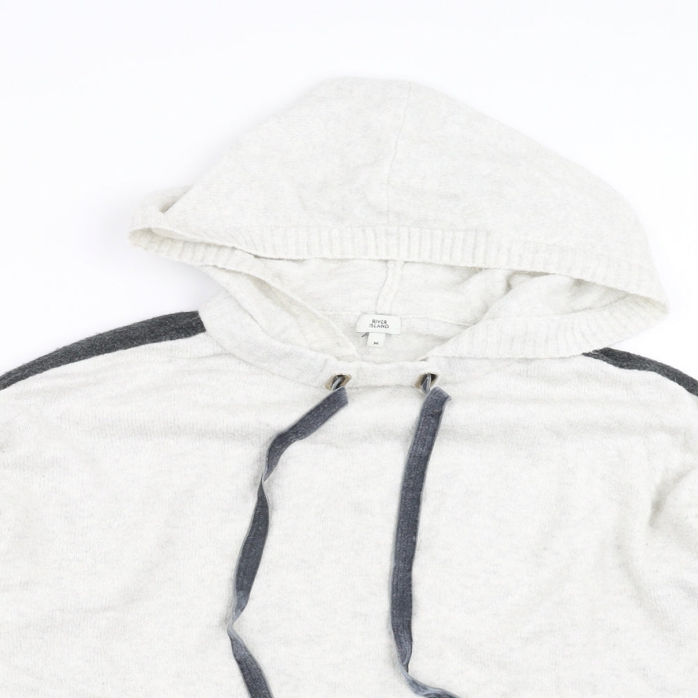 River Island Womens Ivory  Knit Pullover Hoodie Size M