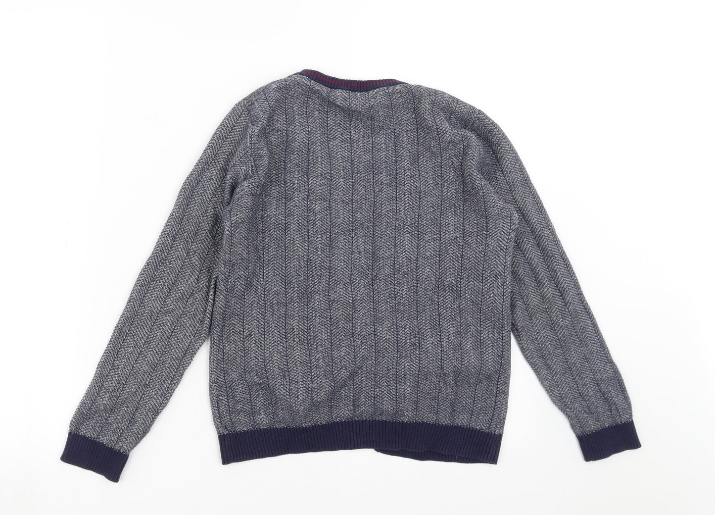 Marks and Spencer Boys Blue Geometric  Cardigan Jumper Size 9-10 Years