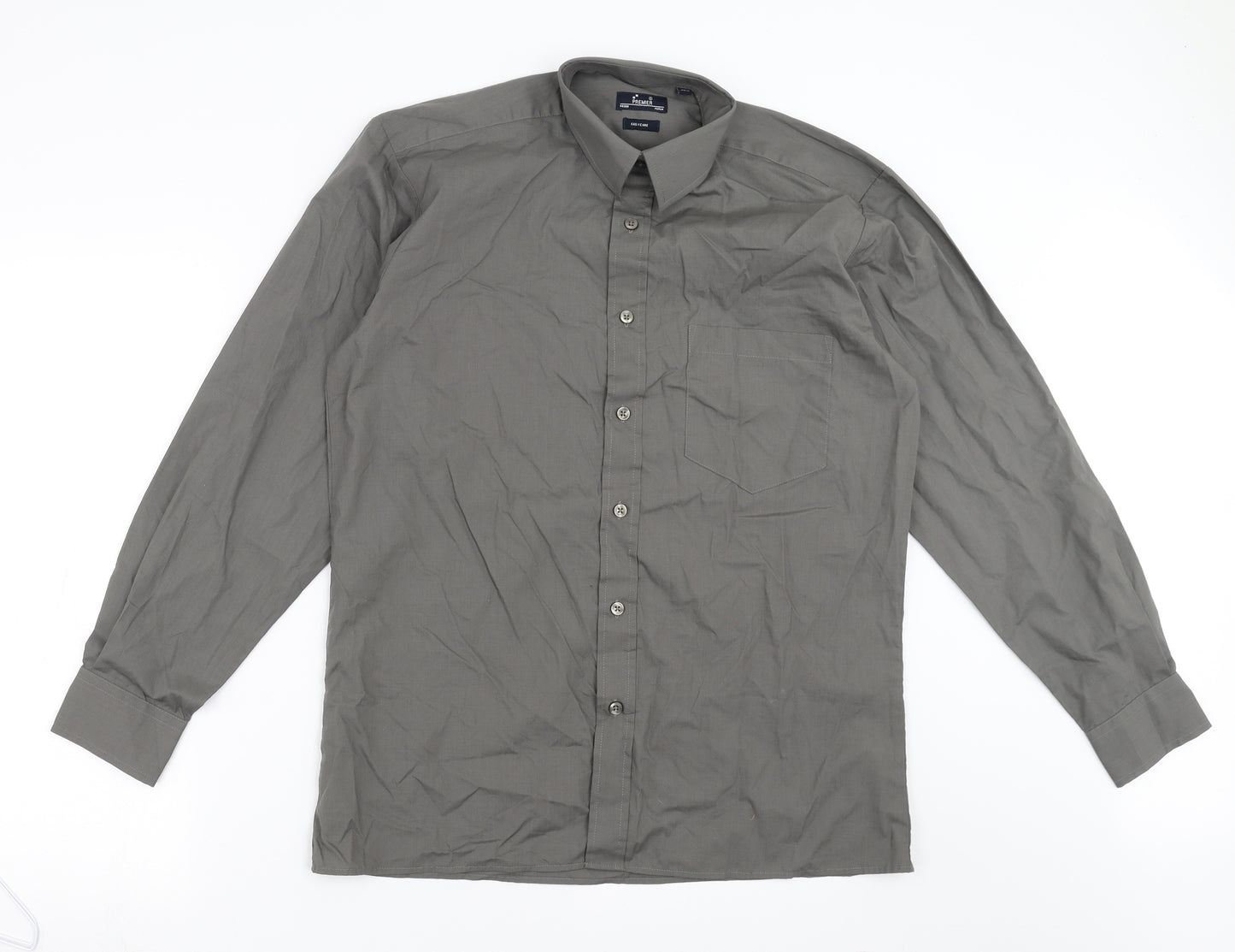 Premier Mens Grey    Button-Up Size 15  - easy care
