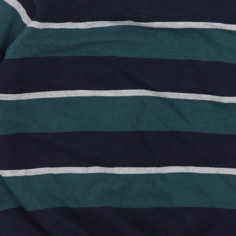 Maine New England Mens Green Striped Knit Pullover Jumper Size XL