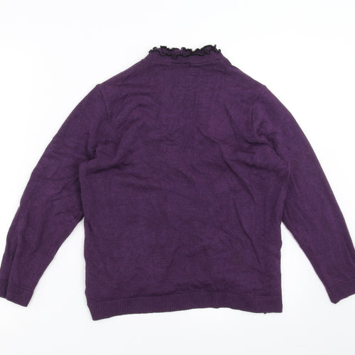 Keeno Womens Purple Striped Knit Pullover Jumper Size XL