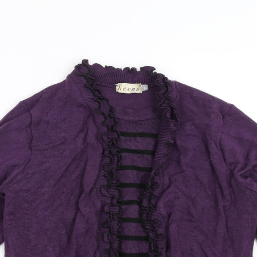 Keeno Womens Purple Striped Knit Pullover Jumper Size XL