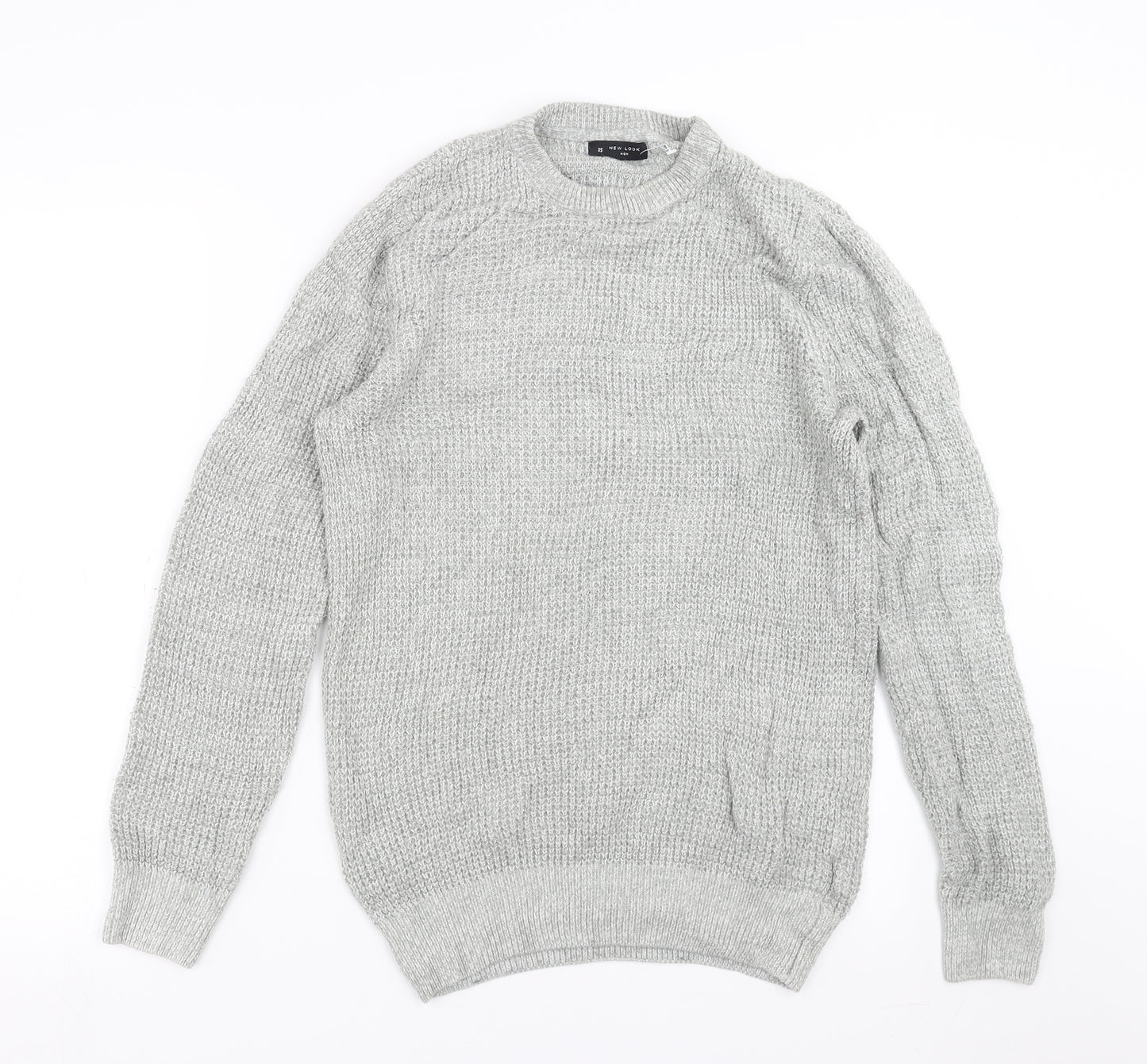New Look Mens Grey  Knit Pullover Jumper Size XS
