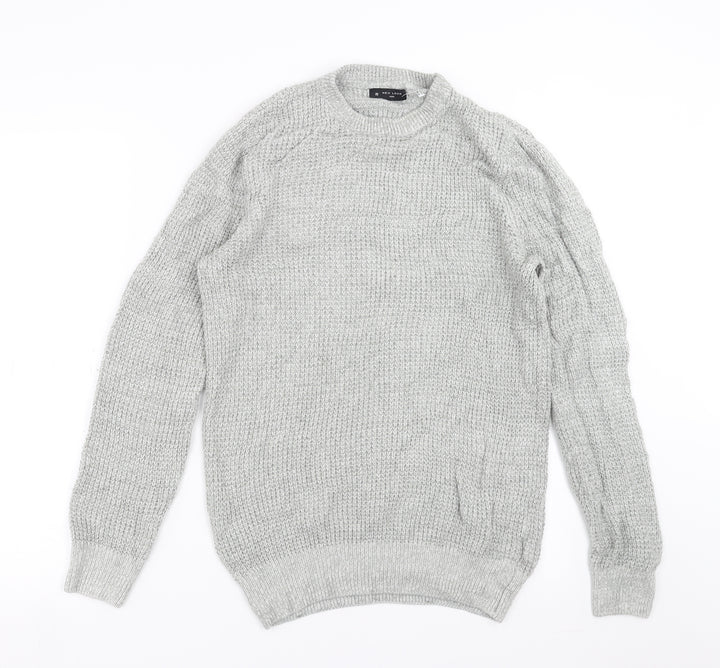 New Look Mens Grey  Knit Pullover Jumper Size XS