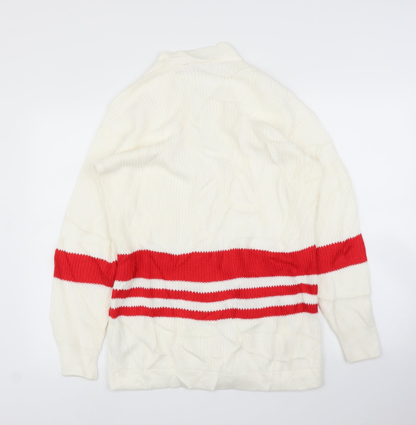 M&S Mens Ivory Striped  Cardigan Jumper Size M
