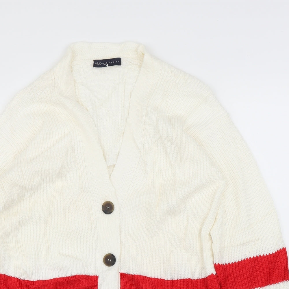 M&S Mens Ivory Striped  Cardigan Jumper Size M