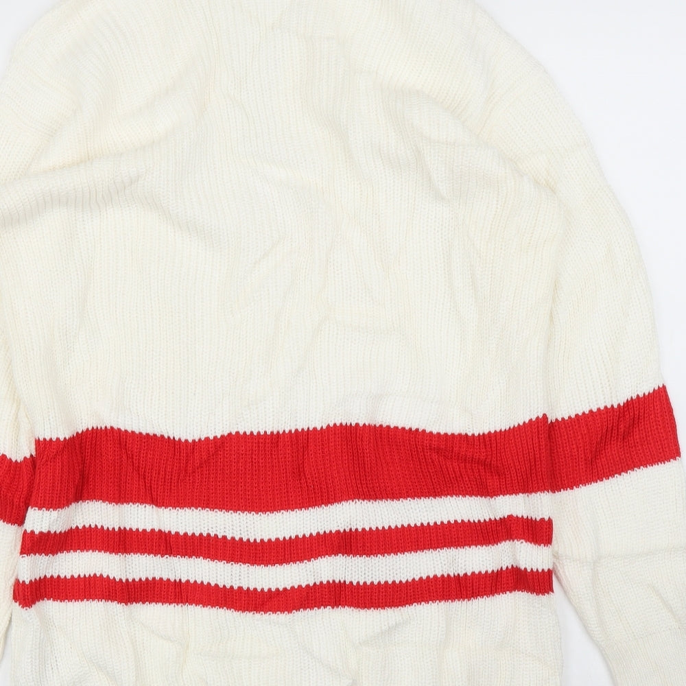 M&S Mens Ivory Striped  Cardigan Jumper Size M