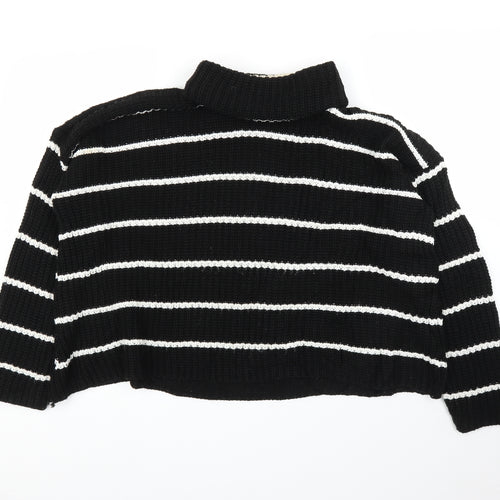 PRETTYLITTLETHING Womens Black Striped  Pullover Jumper Size S