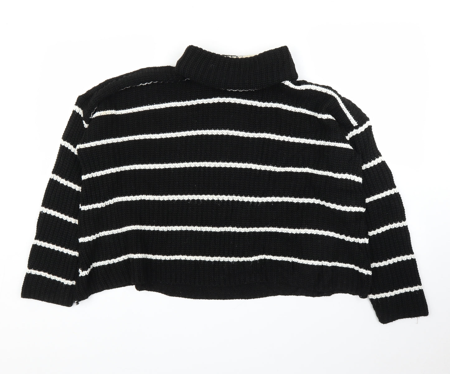 PRETTYLITTLETHING Womens Black Striped  Pullover Jumper Size S