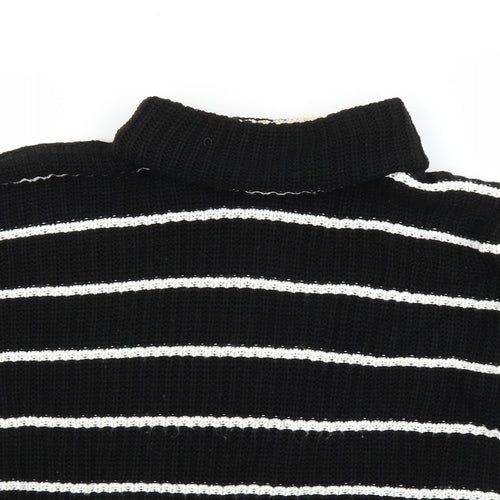 PRETTYLITTLETHING Womens Black Striped  Pullover Jumper Size S
