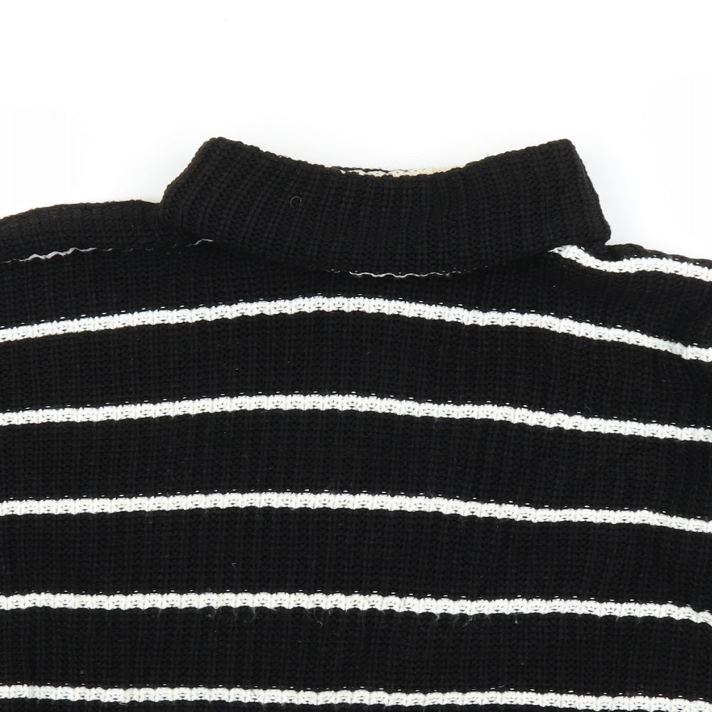 PRETTYLITTLETHING Womens Black Striped  Pullover Jumper Size S