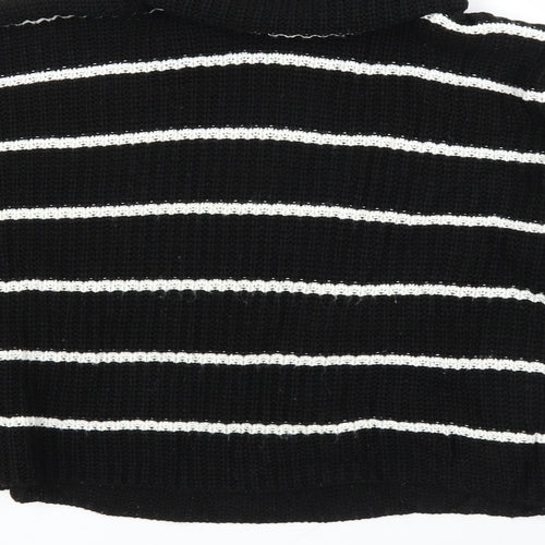 PRETTYLITTLETHING Womens Black Striped  Pullover Jumper Size S