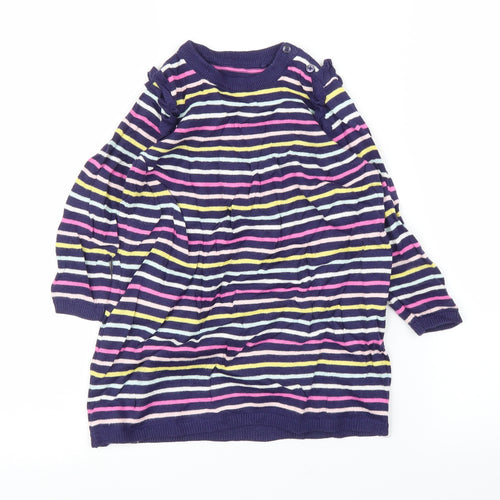 TU Girls Purple Striped  Jumper Dress  Size 18-24 Months