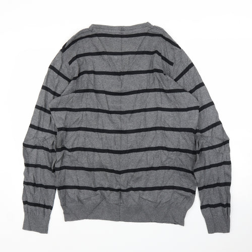 BHS Mens Grey Striped  Pullover Jumper Size L