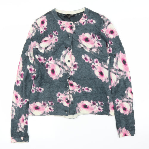 Laura Ashley Womens Grey Floral  Cardigan Jumper Size 10