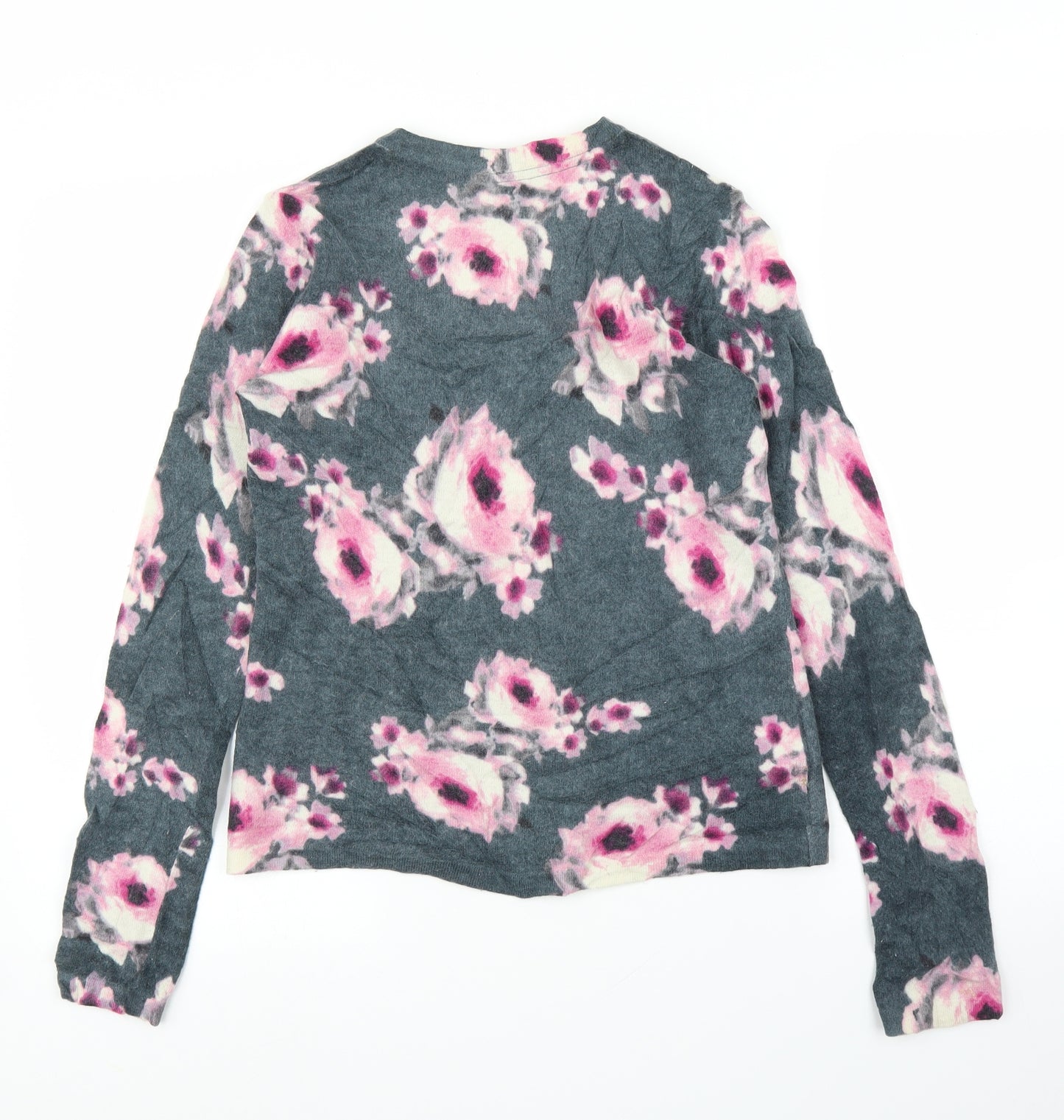 Laura Ashley Womens Grey Floral  Cardigan Jumper Size 10