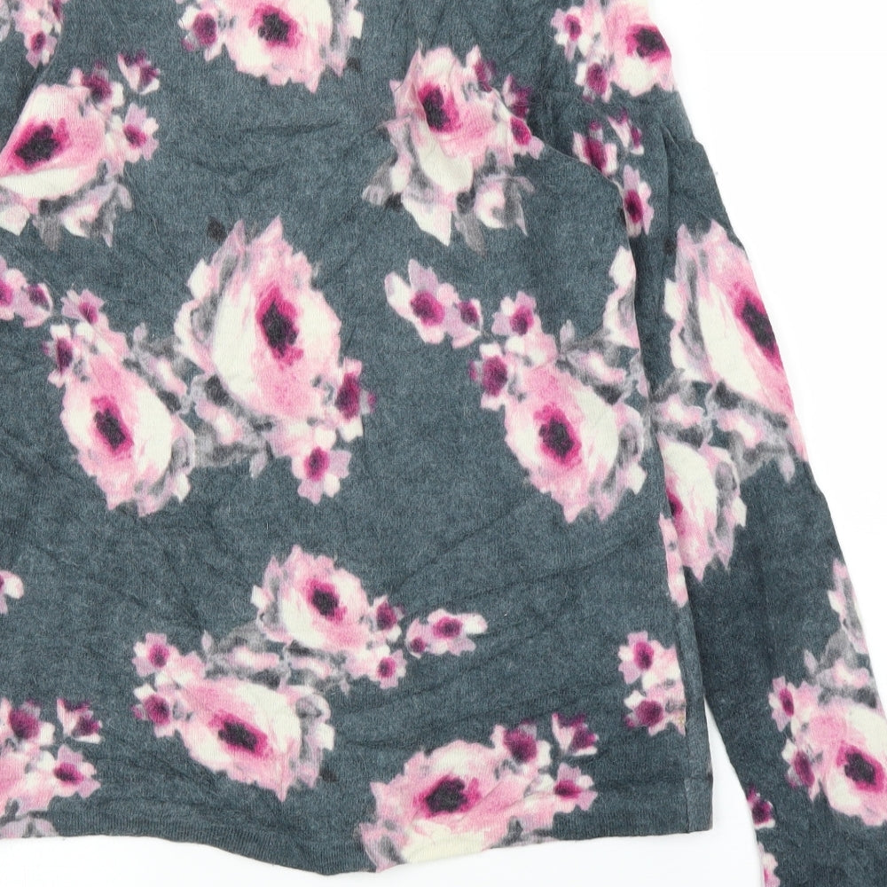 Laura Ashley Womens Grey Floral  Cardigan Jumper Size 10