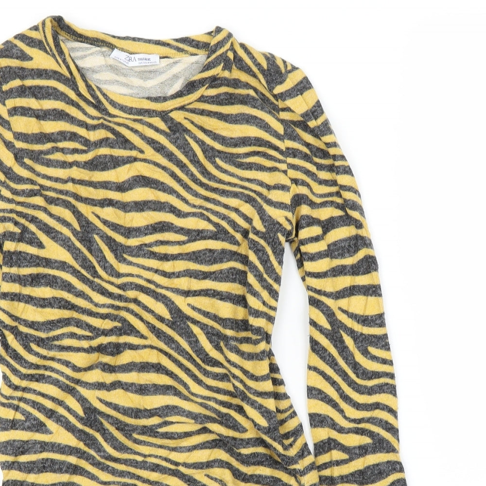 Zara Womens Beige Animal Print  Pullover Jumper   - Zebra print