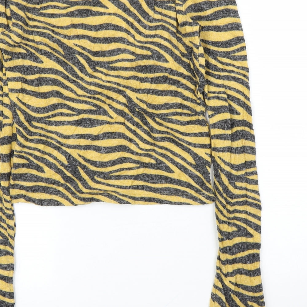 Zara Womens Beige Animal Print  Pullover Jumper   - Zebra print