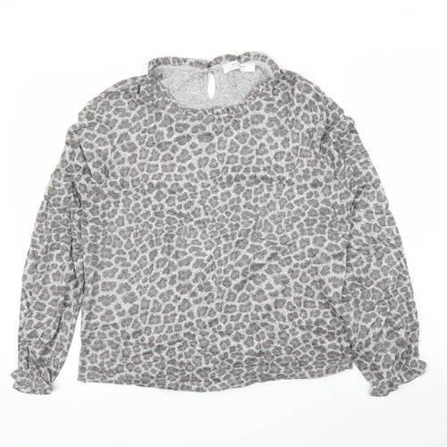 Promod Womens Grey Animal Print  Basic Blouse Size M  - Leopard print