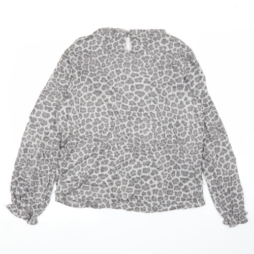 Promod Womens Grey Animal Print  Basic Blouse Size M  - Leopard print