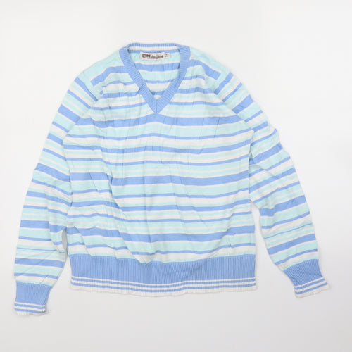 EWM Womens Blue Striped  Pullover Jumper Size 14