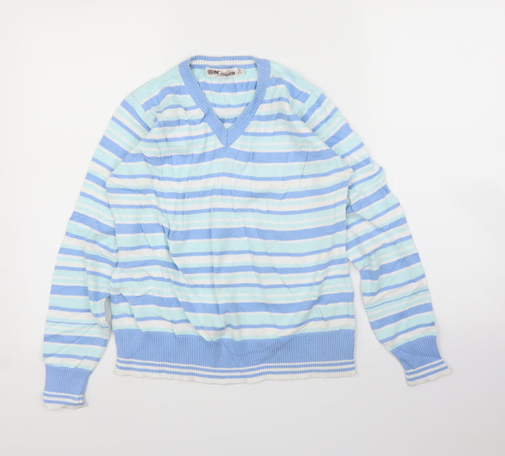 EWM Womens Blue Striped Pullover Jumper Size 14