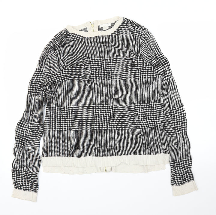 H&M Womens Black Houndstooth  Pullover Jumper Size L