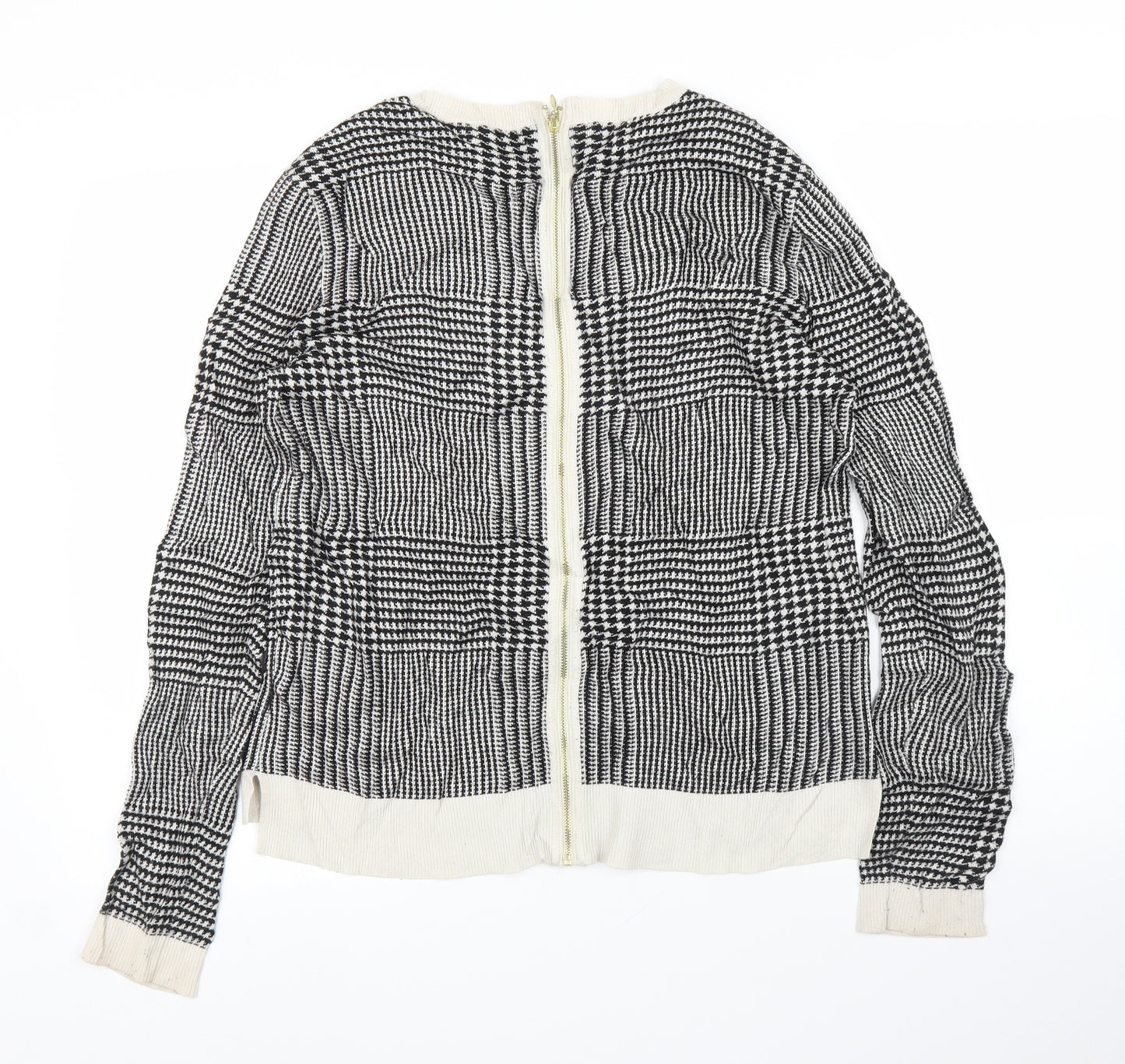 H&M Womens Black Houndstooth  Pullover Jumper Size L