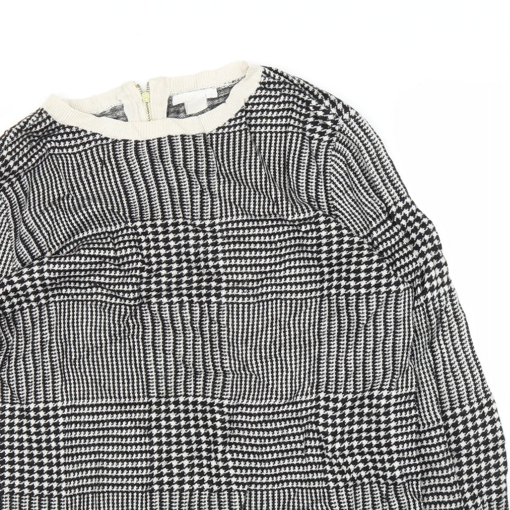 H&M Womens Black Houndstooth  Pullover Jumper Size L