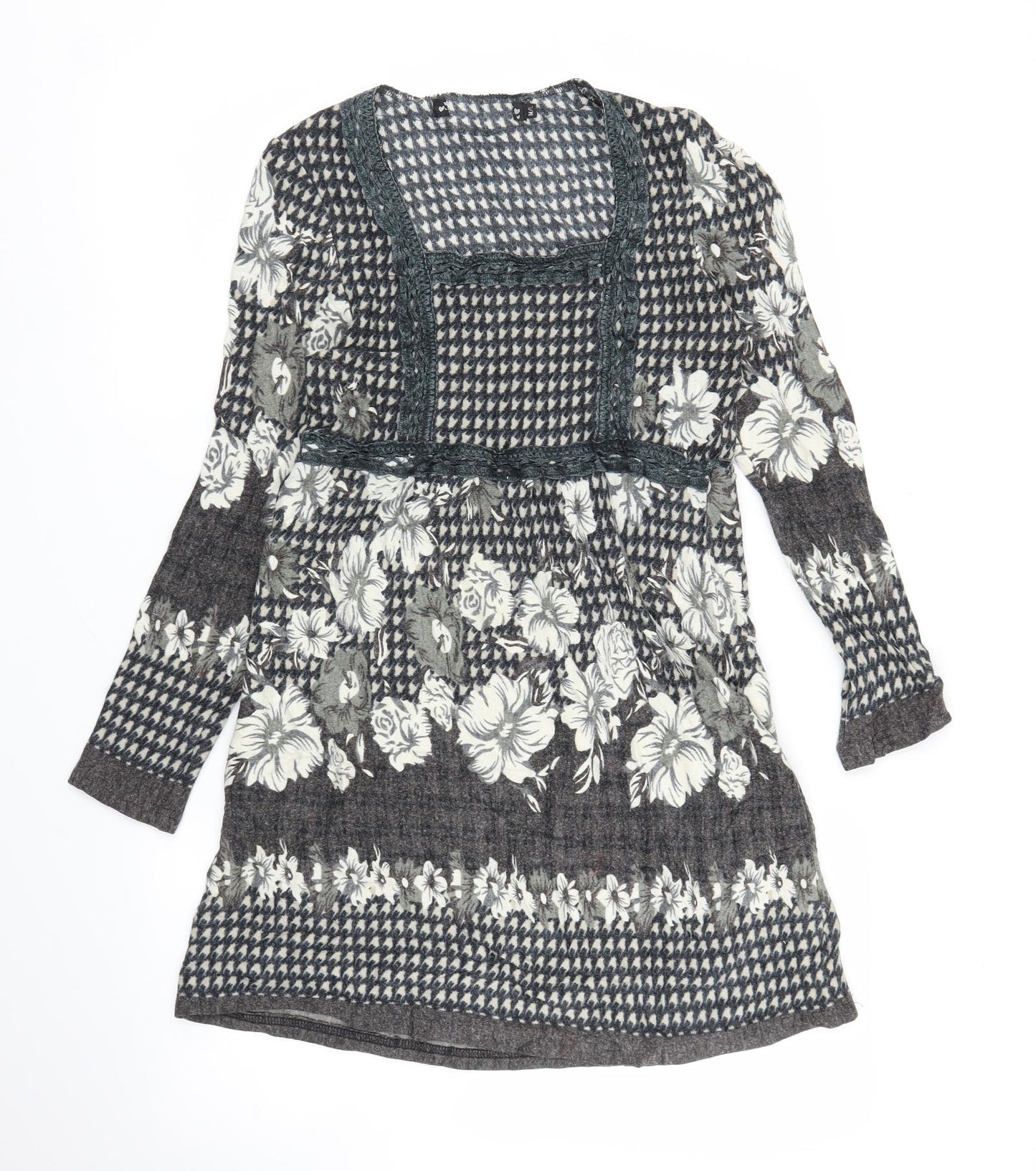 Preworn Womens Grey Floral  Jumper Dress  Size M