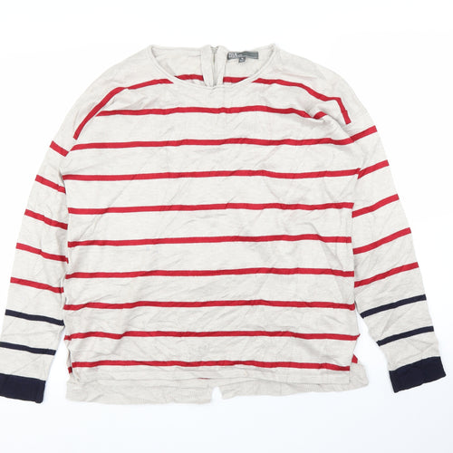 89th & Madison Womens Beige Striped  Pullover Jumper Size M