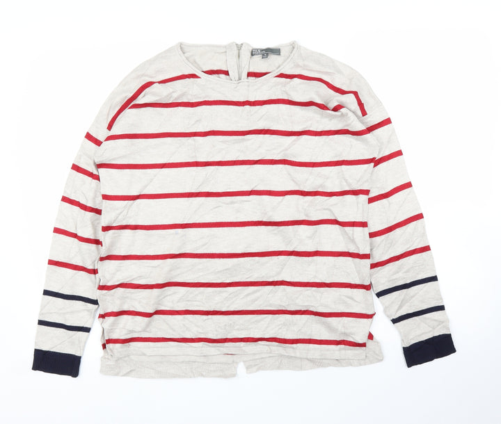 89th & Madison Womens Beige Striped Pullover Jumper Size M