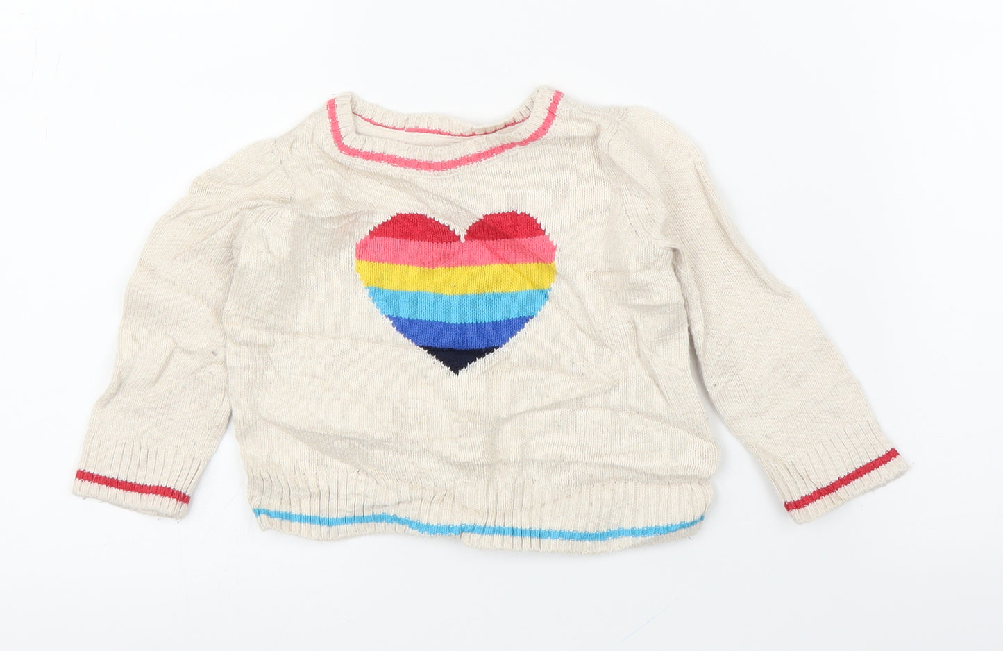Gap Girls Beige   Pullover Jumper Size 12-18 Months  - Love heart
