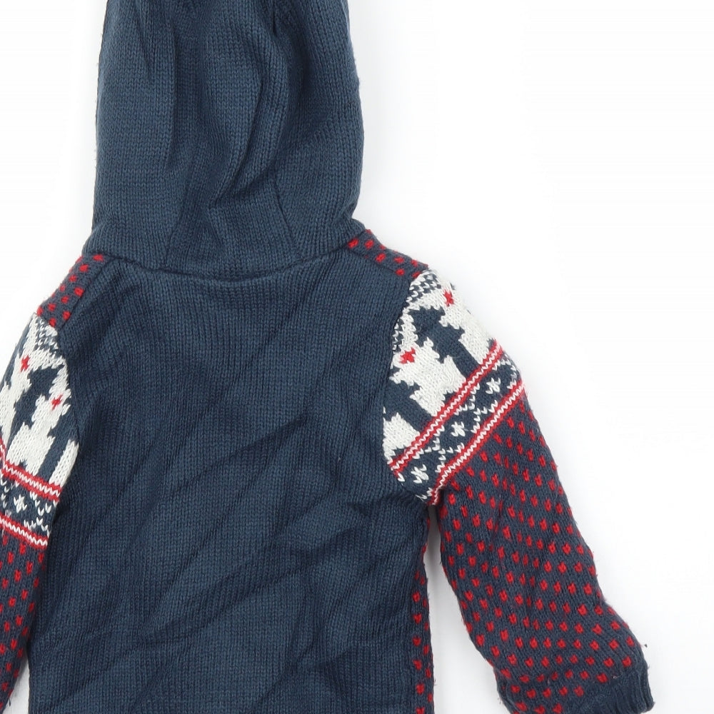 George Boys Blue Fair Isle  Cardigan Jumper Size 18-24 Months