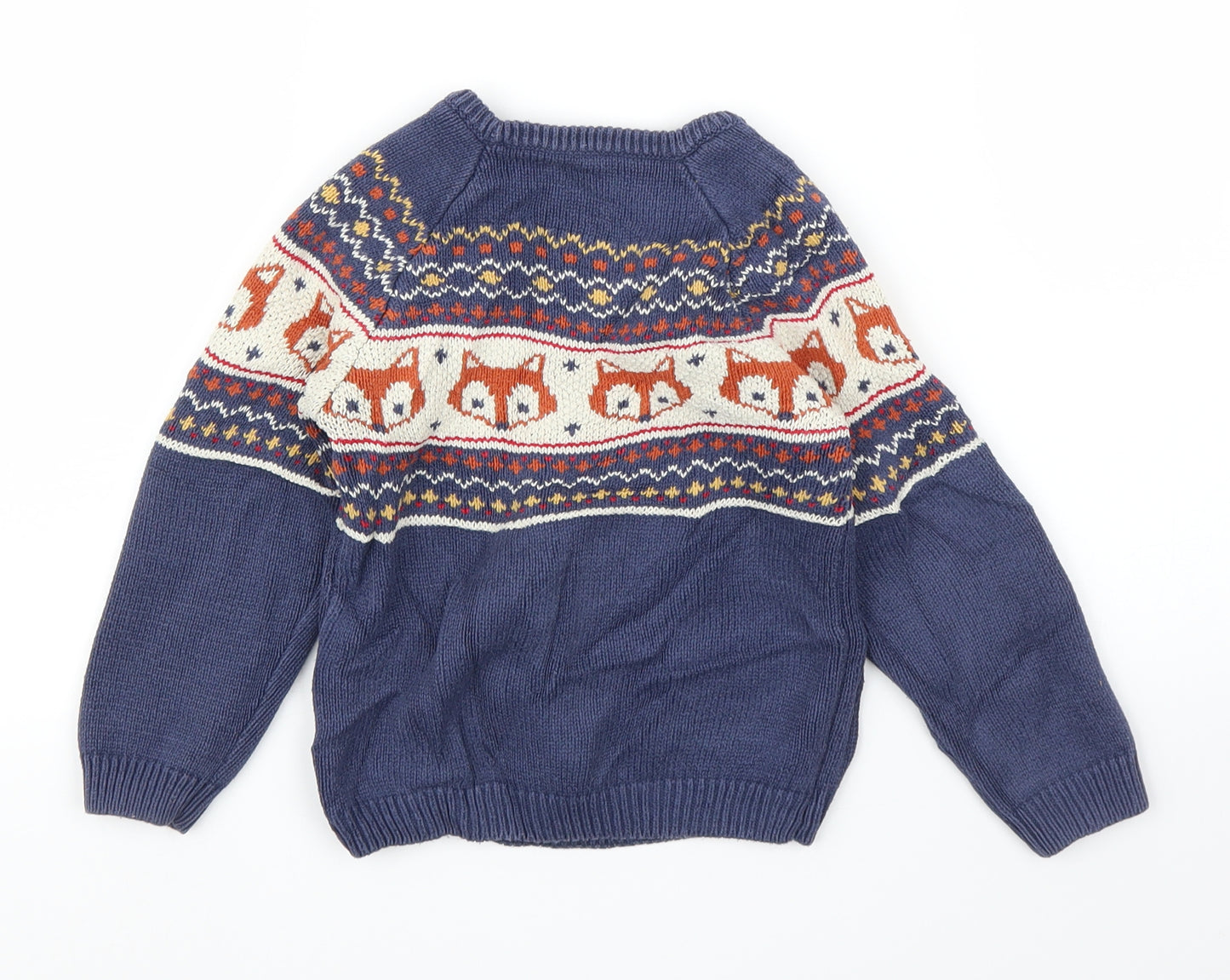 Matalan Girls Blue Fair Isle  Pullover Jumper Size 3-4 Years