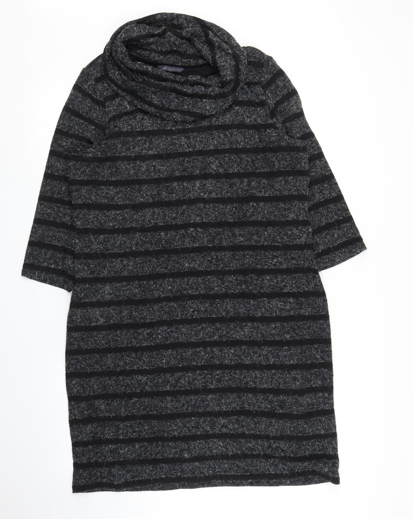M&S Womens Grey Striped  Jumper Dress  Size 18