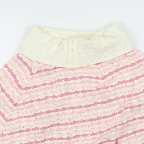 Pineapple Girls Pink Striped  Pullover Jumper Size M  - Poncho
