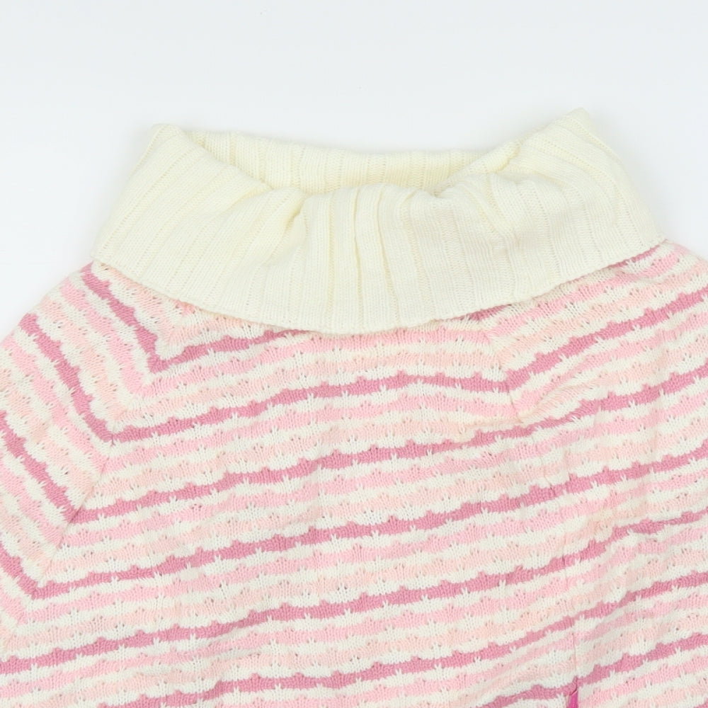 Pineapple Girls Pink Striped  Pullover Jumper Size M  - Poncho