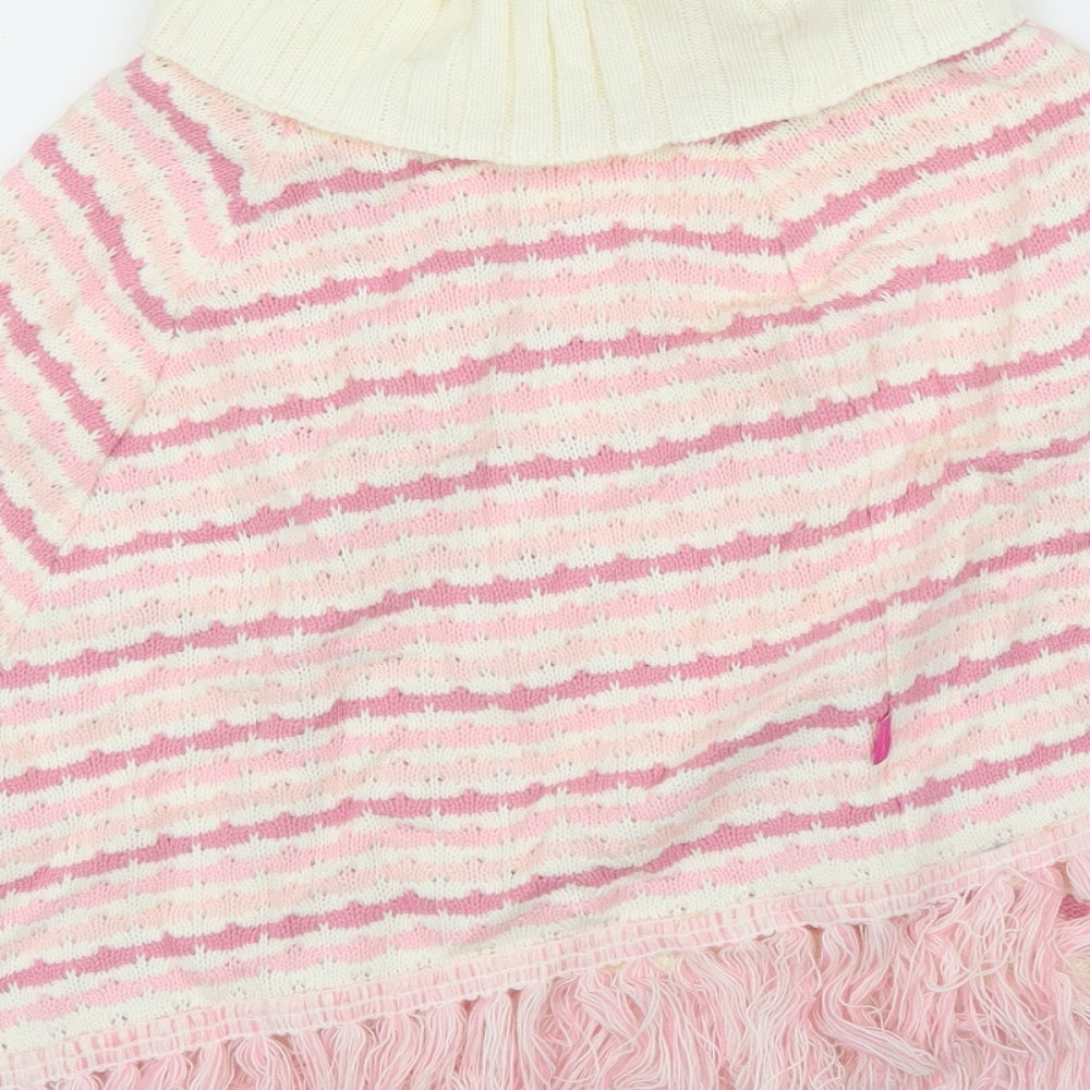 Pineapple Girls Pink Striped  Pullover Jumper Size M  - Poncho